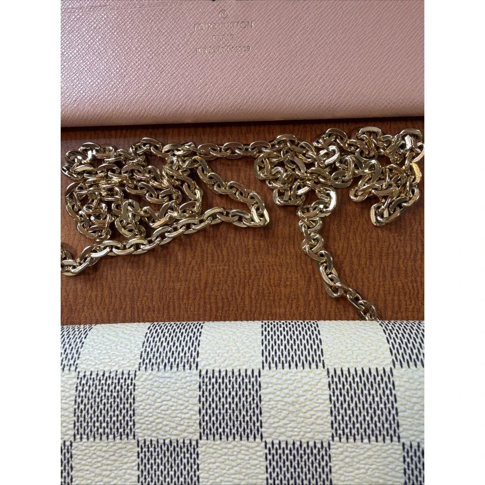 Louis Vuitton Pochette Felicie Damier Azur Chain Shoulder Bag N63106 With Insert